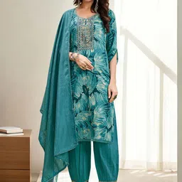 Anouk Women Floral Embroidered Regular Thread Work Kurta with Harem Pants & With Dupatta-picture-29