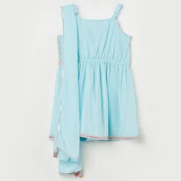 Melange by Lifestyle Girls Ethnic Motifs Printed Regular Mirror Work Kurti with Sharara & With Dupatta image 5