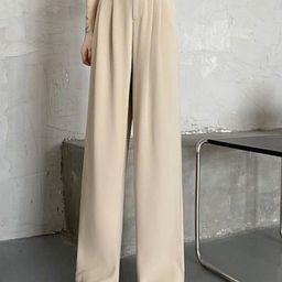miss mosa by akanksha Alamode By Akanksha Women Beige Riley Wide Leg High Waist Pants-picture-11
