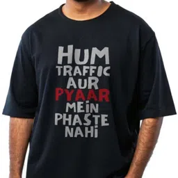 Letshandcraft Typography Printed Round Neck Cotton Oversized T-shirt image 3