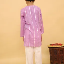 Baal Leela Boys Striped Round Neck Pure Cotton Kurta With Trousers image 3