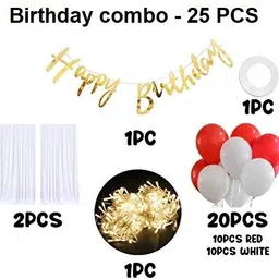 gaurik Birthday set - Net Light Balloons Birthday Cursive for tent birthday decoration image 2