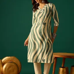 BKApparels Abstract Printed V-Neck Pure Cotton Straight Kurta-picture-18