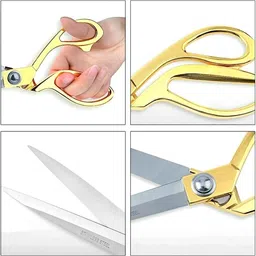 zm store BRIGHTG SCISSOR 8.5" TAILORING SCISSORS , STAINLESS STEEL , GOLD-PLATED WITH BRASS HANDLE. Scissors (Set of 1, GOLDEN) Scissors Scissors image 3
