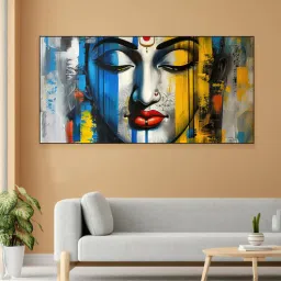 nestroots Black Canvas Framed Radiant Serenity: Shiva's Essence Wall Painting(18X36 Inch)-picture-33