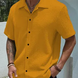combraided Men Slim Fit Solid Cut Away Collar Casual Shirt-picture-20