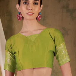 Sangria Ethnic Motif Zari Woven Banarasi Saree With Blouse Piece image 5