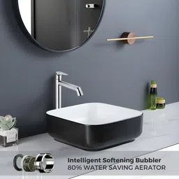 enicet by enicet bathware 12 Inch High Neck Pillar Cock, Brass Build, Leak proof, Chrome Plated Table top tap, Wash basin pillar tap,Best table top faucet Sink Tap Faucet image 2