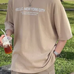 kajar Men Printed Round Neck Cotton Blend Beige T-Shirt-picture-25