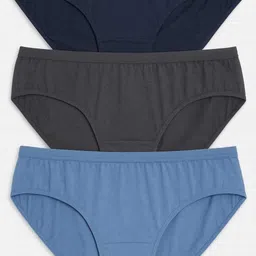 myra trading Pack of 3 Women Hipster Dark Blue, Grey, Light Blue Panty image 2