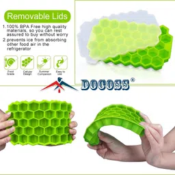 docoss Pack of 3 Silicone Ice Cube Tray with Lid Ice Cube Mould silicon ice tray Mold Multicolor Silicone Ice Cube Tray image 3