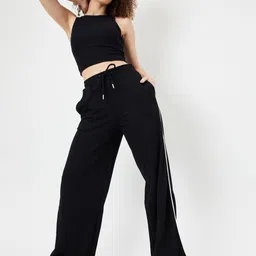 max Women Solid Black Track Pants image 2