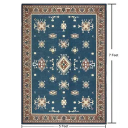 presto Blue Traditional Polyester 5 ft x 7 ft Machine made Carpet image 2