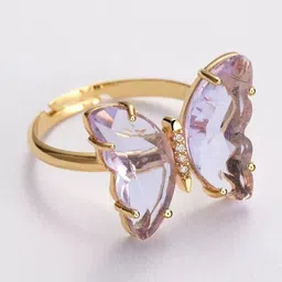 TheVineGirl Gold Plated Crystal-Studded Butterfly-Shaped Finger Ring image 4