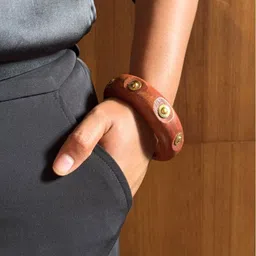 THE NAKHRA STORE Natural Polished Wooden Bangle image 1