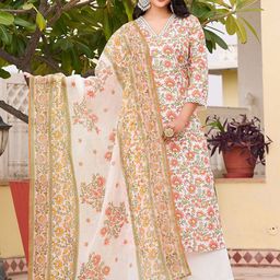 Moda Rapido Floral Printed Round Neck Striaght Kurta with Trousers & Dupatta-picture-41