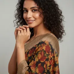 RACHNA Floral Jute Silk Bhagalpuri Saree image 5