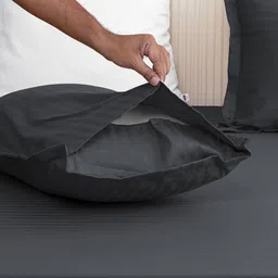 WEAVE AND DECOR Charcoal Striped 300 TC King Bedsheet with 2 Pillow Covers image 4