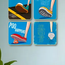 Myntra Elegant Homes Blue And Red 4 Pieces Motivational Quotes Wood Wall Art-image-42