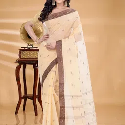 SRILOK Woven Design Zari Pure Cotton Taant Saree-picture-25