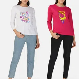 Metronaut Women 2 Printed Bio Finish Applique T-shirt image 3