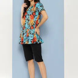 BAESD Floral Printed Round Neck Swim Suit With Goggle image 4