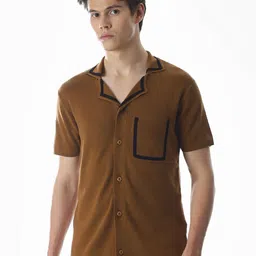 Jack & Jones Men Solid Cuban Collar Pure Cotton Casual Shirt image 2