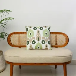 eyda White & Green Set of 2 Floral Square Cushion Covers image 2