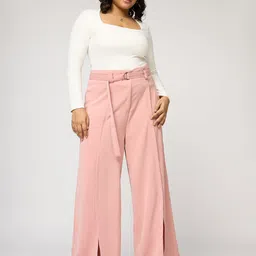 FREAKINS Women Belted Flared High-Rise Pleated Trousers-picture-11