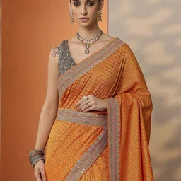 Libas Ethnic Motifs Embroidered Silk Blend Heavy Work Saree-image-0