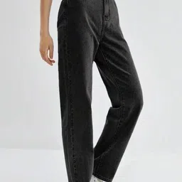 HERE&NOW Women Jean Boyfriend Fit High-Rise Light Fade Acid Wash Stretchable Jeans image 4