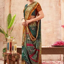 Zeenat Duniya Ethnic Motifs Beads and Stones Pure Georgette Saree-picture-12