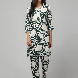 CROWN KING Women Floral Printed Kurta with Trousers-image-78
