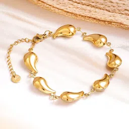 Rubans Voguish 18K Gold Plated Stainless Steel Tarnish-Free Waterproof Tear Drop Bracelet image 2