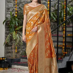 SAREETHNIC Woven Design Zari Pure Silk Banarasi Saree-picture-29