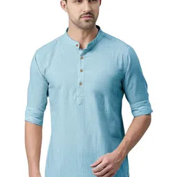 APEKTRA Mandarin Collar Roll Up Sleeves Kurta-picture-13