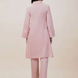 BARARA ETHNIC Women Regular Linen Kurta with Trousers image 5