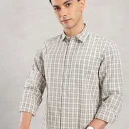 Nautica Slim Fit Checked Cotton Linen Casual Shirt-image-34
