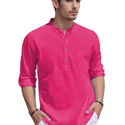 Navkanj Mandarin Collar Roll-Up Sleeves Cotton Straight Kurta-picture-36
