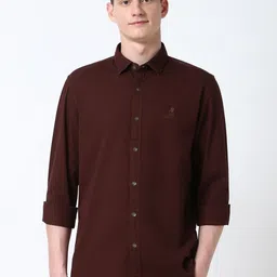 Peter England Casuals Men Spread Collar Solid Cotton Slim Fit Casual Shirt-picture-20