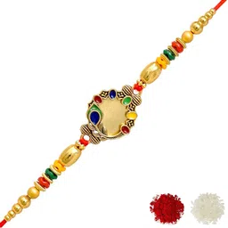MEIRA JEWELLERY 3-Pcs Rakhi With Roli Chawal & Greeting Card-picture-41