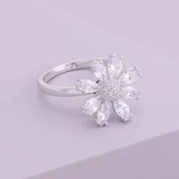 Kushal's Fashion Jewellery Rhodium-Plated Zircon Studded AdjustableRing image 1