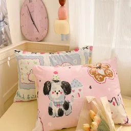 JC HOME Yellow & Blue Cartoon Characters Polycotton 3 Piece Double King Regular Bedding Set image 4