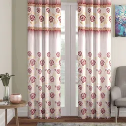 Myntra Elegant Homes White & Red Set of 2 Floral Room Darkening Long Door Curtain-image-17
