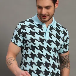 STELVIN Geometric Printed Polo Collar Short Sleeves Cotton T-shirt-picture-54