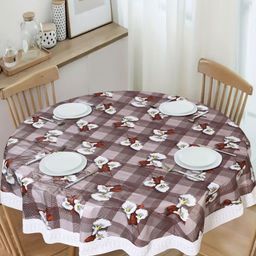 Dakshya Industries Brown Geometric Printed Waterproof Plastic Round 6-Seater Table Cover-picture-19