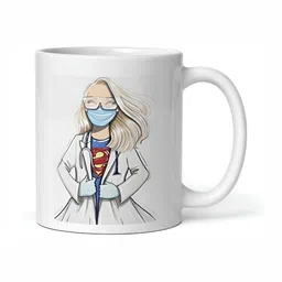 Mr UVD White & Blue Graphic Printed Ceramic Glossy Mug 350 ml image 2