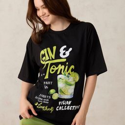 Outzidr Printed Round Neck Cotton Oversized T-shirt-picture-0