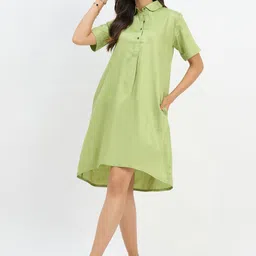 Color Cocktail Crepe Shirt Dress-image-44