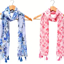 riddle needle Floral Print Chiffon Women Multicolor Scarf, Fancy Scarf, Stole-picture-15
